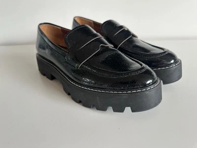 Franco Sarto Zapatos Mujer 8 Bazel Mocasín Negro Imitación Charol Plataforma Foto 1 de 4