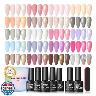 COSCELIA 25 Botellas Gel Esmalte de Uñas Set, 20 Colores Esmalte de Gel con 5PC Top Ba Foto 1 de 4