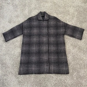 She's So Mantel grau Merinowolle Raglanärmel geometrisches Muster Damen 42 US 6-8 - Bild 1 von 12