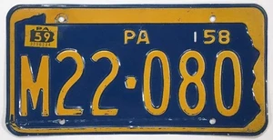 Targa Pennsylvania 1958 1959 M22-080 DMV trasparente buone condizioni YOM - Foto 1 di 1