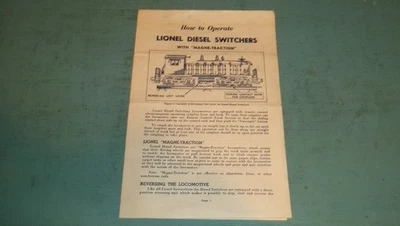 Lionel Cómo operar interruptores diésel con instrucciones de tracción magnética originales Foto 1 de 3