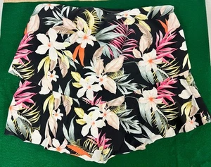 Kona Sol Women’s Tropical Print Tiered Bandeau Tankini Top Black Large 12-14 NEW - Picture 1 of 5