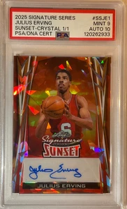 Serie Signature 2025 — Sunset Crystal 1/1 — Julius Erving — Como nuevo PSA 9, AUTOMÁTICO 10 - Imagen 1 de 4
