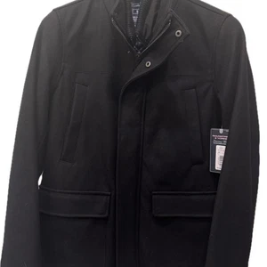 Roundtree & Yorke Men's Black Long Wool Blend Coat NWT - Picture 1 of 9