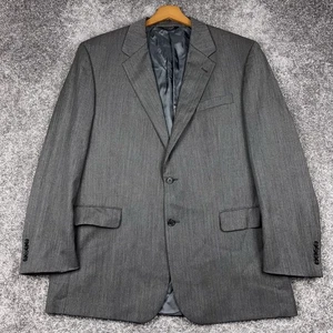 Jos A Bank 46L Signature Collection Blazer Grey 100% Wool 2 Button Herringbone - Picture 1 of 18