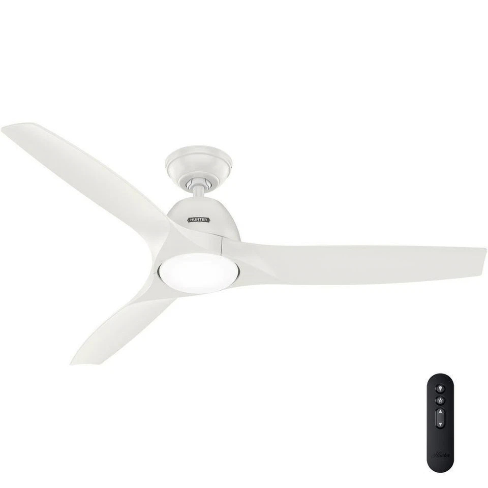 Ventilador Hunter 52 pulgadas contemporáneo blanco fresco ventilador de techo con kit de luz y control remoto Foto 1 de 4