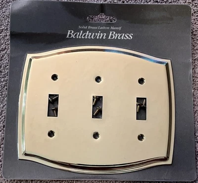Baldwin Solid Brass Colonial Triple (3) Toggle Switchplate 4780–030-CD READ - Image 1 of 4