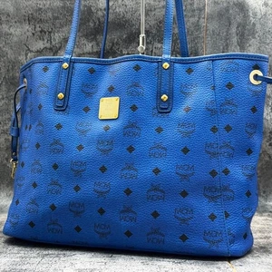 Borsa MCM Visetos reversibile pelle blu usata colore raro EX - Foto 1 di 11
