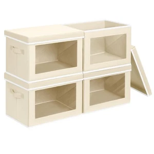 Storage Bins Closet Storage - Bins with Lid, Stackable Storage Bins with Wind... - Picture 1 of 7