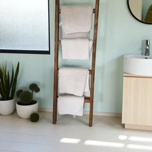 Handmade Wooden Towel Ladder | Rustic Bathroom Towel Rack | 3-4 Rung Towel - Picture 1 of 4