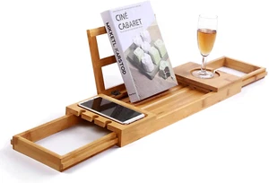 Utoplike Unique Bamboo Bathtub Tray Wooden Bath Caddy with Extending Armsspa Rel - Picture 1 of 12