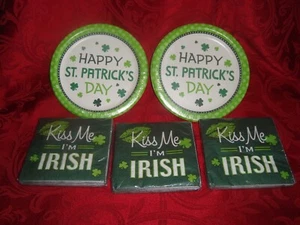 NEW St Patrick's Day Themed Paper Cake Plates & Kiss Me I'm Irish Paper Napkins - Picture 1 of 4