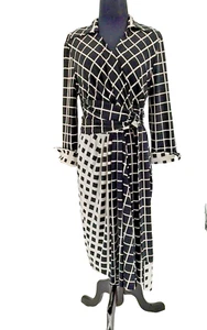 Jones New York Black White Check Dress Size 16 Wrap Fit&Flare Side Zip Belt SNAG - Picture 1 of 16