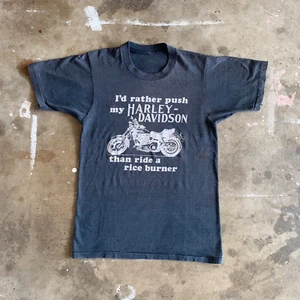 70s - 80s VINTAGE #1 HARLEY DAVIDSON ANTI-JAPANESE MOTORCYCLE T-SHIRT MEN SZ S - Picture 1 of 10