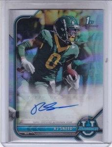 RJ SNEED 2022 BOWMAN UNIVERSITY CHROME 1ST AUTOGRAPH AUTO RC - Picture 1 of 1