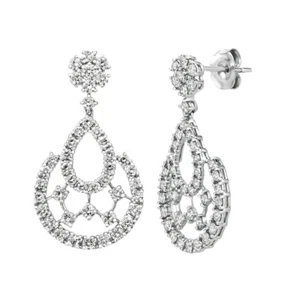 2.25 Carat Natural Diamond Drop Earrings G SI 14K White Gold 1.19'' - Picture 1 of 1