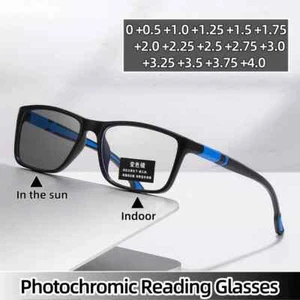 Occhiali da Lettura Fotocromatici Anti Luce Blu Sport Quadrati Uomo +1.0 a 4.0 - Foto 1 di 9