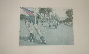 1994 - GIANCARLO ORRU' - ACQUAFORTE FIRMATA N. 210/210 - PATTINAGGIO SKATING - Imagen 1 de 4