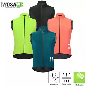 WOSAWE Mens Cycling Vest Windproof Reflective Bicycle Gilet Breathable MTB Bike - Picture 1 of 14