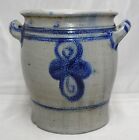Vintage Evergreen Pottery 8" Pot With Cobalt Blue Decoration