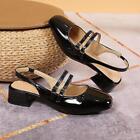 Womens Mary Jane Block Heels Buckle Strap Shoes Slingbacks Sandals Shoes