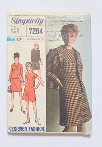 Simplicity Sewing Pattern 7264 Misses Dress Jacket Size 12 Cut 1967 - Picture 1 of 5