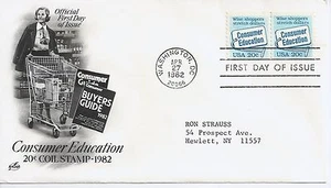 US Scott #2005, First Day Cover 4/27/82 Washington Line Pair Plate #1 - Picture 1 of 1