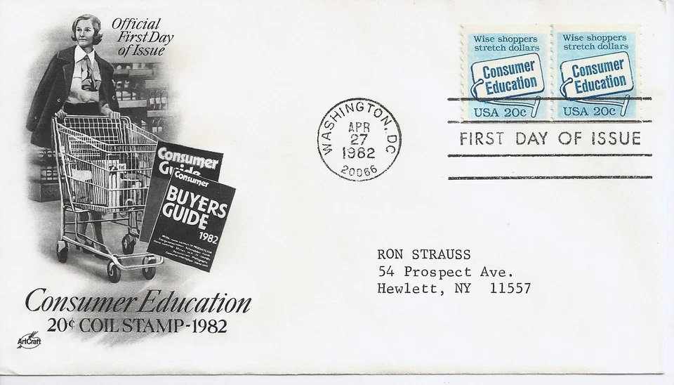 US Scott #2005, First Day Cover 4/27/82 Washington Line Pair Plate #1 - Image 1 of 1