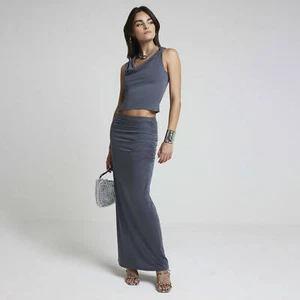 River Island Womens Top Grey Modal Detail Cowl Neck Sleeveless Blouse - Picture 1 of 9