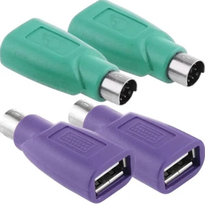 4 Pack PS/2 to USB A Adapter - Female to Male Keyboard & Mouse 2 Each - Afbeelding 1 van 7