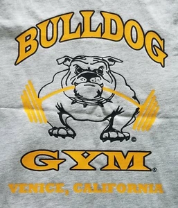 Bulldog Gym Sleeveless Racer Back Tank Top Venice California Grey / Gold Shirt - Picture 1 of 5