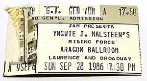 Yngwie J. Malmsteen's Rising Force Ticket Stub Aragon Chicago 28.09.86 RAR - Bild 1 von 4