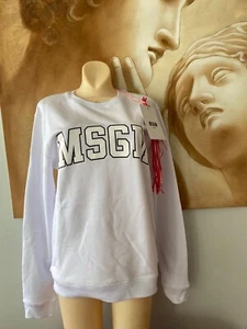 LONG SLEEVE SWEATSHIRT WITH COLLEGE LOGO MSGM COLOR WHITE Size XS - Picture 1 of 4