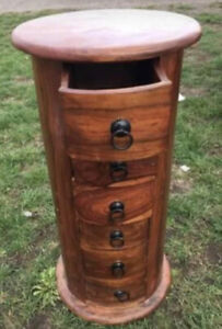 Beautiful set of hardwood mahogany round drawer unit 