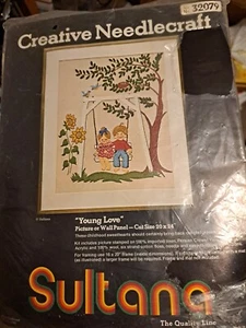 Kit ricamo crewel Needlecraft creativo vintage anni 70 bambini giovani amore nuovo con scatola - Foto 1 di 3