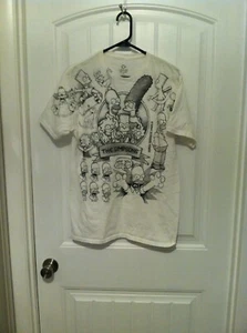 T-shirt I Simpson disegno schizzo a matita bianco blu liquido maglietta taglia media - Foto 1 di 5