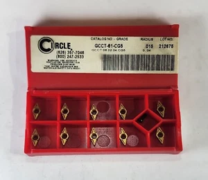Circle GCCT-61-CG5 / 060204 / .015 Radius - Pack Of 10 - Carbide Inserts NEW - Imagen 1 de 2