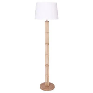 Sarantino Rattan Floor Lamp With Off-White Linen Shade by Sarantino - Picture 1 of 10