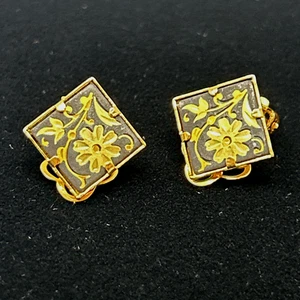 Pendientes Clip 1970 De Colección ia Midas De Toledo España Damasceno Oro Pltd Diseñador - Imagen 1 de 6