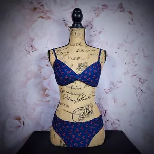 Full Coverage Wireless Nautical Navy Blue Anchor Print Twist Top Bikini Set - Picture 1 of 12
