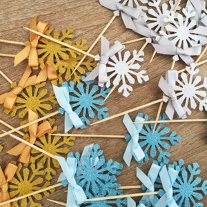 Frozen Snowflake Birthday Party Decor Cupcake Topper - Picture 1 of 16