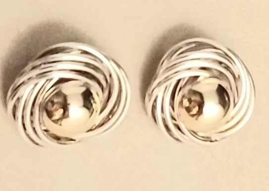 Peter Brams Design 14k 黄金和纯银爱情结大号耳环夹 — 第 1/2 张图片