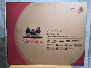 ViewSonic VG2439SMH 24” Full HD Ergonomic LED Monitor New in Box W/All cables - Picture 1 of 11