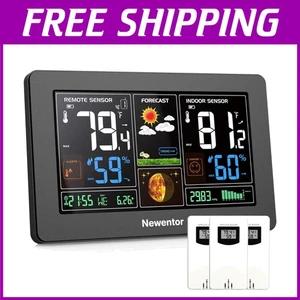 Atomic Clock Weather Station, Black, Adjustable Backlight - Picture 1 of 8