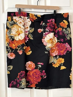 Mujer Worthington 20W Negro Floral Falda Lápiz Forrada con Cremallera Foto 1 de 4