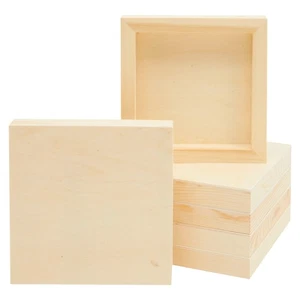 Confezione 6 Tavole Tela Legno Non Finite Per Pittura, 6x6 Pannelli Legno Per Artigianato - Foto 1 di 10
