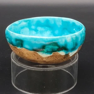 Difícil de Encontrar De Colección Firmado Ted DeGrazia Cuenco de Cerámica Artesanal Años 50 Turquesa 4" con LEER - Imagen 1 de 15