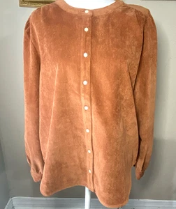 Loft Outlet Women's Medium Brown Rust Top Button Front Soft Textured Corduroy(?) - Picture 1 of 9
