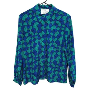 Vintage Miss Sophisticates Langarm Bluse Geometrisches Muster Artsy Retro M - Bild 1 von 6