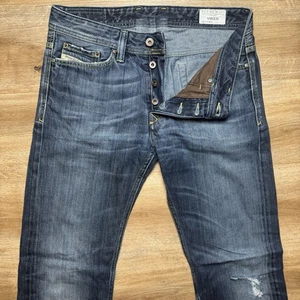 Jeans Diesel Uomo 29x32 Blu Viker Gamba Dritta Strappato Lavaggio Scuro Denim 008ST - Foto 1 di 13